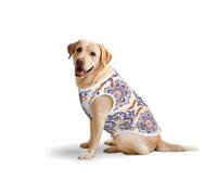 Blue-Orange Floral Motif Print Breathable Dog Clothes Dog Shirts