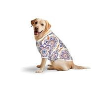 Blue-Orange Floral Motif Print Breathable Dog Tshirt for Medium Large Breed