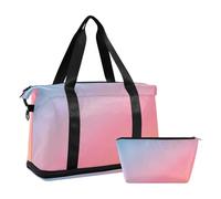 Blue-orange Gradient Large Bag Weekender Travel Overnight Bag with Adjustable Strap for Hiking Foldable, Blue-orange gradient, One Size
