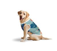 Blue Orange Turtleback Bamboo Pets Cotton Vest - Soft Lightweight T-Shirts,Blue Orange Turtleback Bamboo Print Sleeveless Tank Top Clothes for Medium Large Dogs