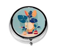 Blue Orange Turtleback Bamboo Round mini Pill Box, Lightweight and Portable, with 3 Plastic Inserts, Suitable for Carrying in Pockets or Wallets.
