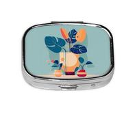 Blue Orange Turtleback Bamboo Square Pill Storage Box, Travel Portable Mini Pill Box, Vitamin Medicine Storage Box (2 Compartment Pill Box)