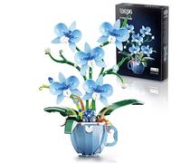 Blue Orchid Flower Building Set with Vase for Adults, Compatible with Lego Botanical Flowers, 567pcs Ideas Plant Collection Toys for Home and Office Decor, Gifts for Christmas Mother's Day