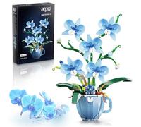 Blue Orchid Flower Building Set with Vase for Adults, Compatible with Lego Botanical Flowers, 567pcs Ideas Plant Collection Toys for Home and Office Decor, Gifts for Christmas Mother's Day