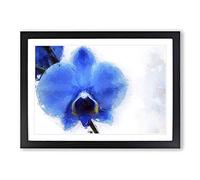 Blue Orchid in Abstract Framed Print | A2 Black Framed Wall Art | Ready to Hang | Abstract Floral Picture | Living Room Bedroom Lounge Office
