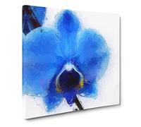 Blue Orchid in Abstract Modern Canvas Wall Art Print Ready to Hang, Framed Picture for Living Room Bedroom Home Office Décor, 20x20 Inch (50x50 cm)