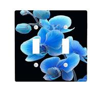 Blue Orchid Light Switch Cover Plates/Outlet Covers, Elegant Floral Design for Home Decor, Thermoplastic Wall Plates, Standard Size Double Toggle