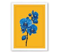 Blue Orchid Study Botanical Framed Wall Art Print A1 (84.1×59.4cm) White, Wall Decor for Living Room, Bedroom, Office & Home, Ready to Hang, Art Gift