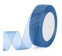 Blue Organza Ribbons for Gift Wrapping 25mm 50 Yards Thin Light Blue Ribbon for Gift Wrapping Chiffon Ribbons for Crafting Christmas Ribbon for Crafts Wedding Cake Bows Christmas Tree Flower Bouquet