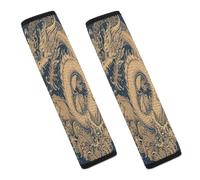 Blue Oriental Dragon Car Seat Belt Cover Soft Comfortable Shoulder Seatbelt Pads Cover Seat Belt Pad for Suitable for Car Interior Accessorie