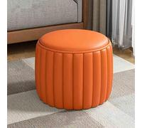 Blue Ottoman Foot Rest - Faux Leather Pouffe Stool & Shoe Change Seat - Padded Small Bench for Living Room & Bedroom - Versatile Floor Chair & Coffee Table Accessory