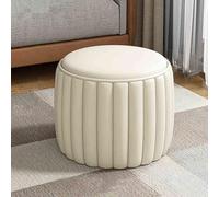 Blue Ottoman Foot Rest Faux Leather Pouffe Stool Shoe Change Seat Padded Small Bench for Living Room & Bedroom Stylish Floor Chair & Coffee Table Accent Furniture