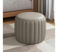 Blue Ottoman Foot Rest & Shoe Change StoolFaux Leather Pouffe Footstool Padded Small Bench for Living Room & Bedroom Versatile Floor Chair & Coffee Table Accent.