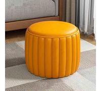 Blue Ottoman Foot RestFaux Leather Pouffe Stool Stylish Shoe Change Seat & Padded Footstool for Living Room Bedroom Coffee Table BenchVersatile Small Furniture Piece
