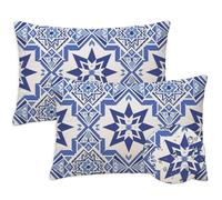 Blue Outdoor Cushions 40x60 cm Waterproof Soft Garden Cushions Pack of 2 Rectangle Abstract Geometry Cushion Covers Sofa Pillowcases for Garden Furniture Bench Balcony Farmhouse Decor Gifts S-940