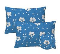 Blue Outdoor Cushions 40x65 cm Waterproof Linen Garden Cushions Pack of 2 Rectangle Floral Cushion Covers Double Sided Printing for Garden Furniture Bench Balcony Farmhouse Decor, Gift for Women S-988