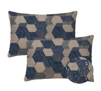 Blue Outdoor Cushions 40x65 cm Waterproof Linen Garden Cushions Pack of 2 Rectangle Geometry Cushion CoversSofa Decorative Pillowcases for Garden Furniture Bench Balcony Farmhouse Decor Gifts S-1000