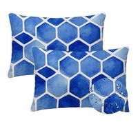 Blue Outdoor Cushions 60x80 cm Waterproof Soft Garden Cushions Pack of 2 Large Rectangle Abstract Geometry Cushion Covers Sofa Pillowcases for Garden Furniture Bench Balcony Farmhouse Decor Gift S-944