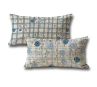 Blue Outdoor Cushions Covers 50 x 100 Sofa Cushions, Rose Breathable Linen Rectangle Cushion Covers Autumn Decorations Pillow Cases 2 Pack, with Invisible Zipper, for Room Halloween Decorations q-90