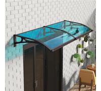 Blue Outdoor Front Patio Awning Curved Door Canopy & Window Cover for Entrances Gardens Balconies Rain & Snow Protection Durable Weather Resistant Design