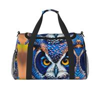 Blue Owl 1 print Carry on Luggage for Women Men Shoulder Weekender Crossbody Bag for Yoga Travel Must Haves, Black, One Size