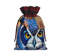 Blue Owl 1 Print Christmas Wrapping Bags Gift Bags With Drawstring, Xmas Party Presents And Favors