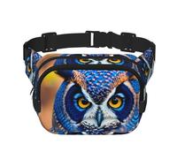 Blue Owl 1 print Fashion Waist Packs Crossbody Belt Bag Fanny Pack for Women Crossbody for Traveling Running, Black, One Size