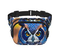Blue Owl 1 Print Men and Women Square Double Layer Waist Bag Workout Crossbody Travel Waist Bag, Black, One Size