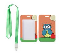 Blue Owl and Love Heart Badge Holder with Green Lanyard, Card Holder Office, Vertical Cards Protector for Nurse, Vertical ID Cards Protector for Men, Bus Driver Accessories Nurse Accessories