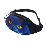 Blue Owl Bum Bag Waist Fanny Pack - Large Fashion Bumbag for Women Men, Secure Zip Pockets Adjustable Waist Bags for Travel Party Sports Running Hiking Daily Use