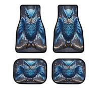 Blue Owl Car Floor Mats Personalized Anti-Slip Vehicle Front Rear Rugs Classic All-Weather Universal Driver Heel Pad Fit for SUV Vans Sedans Trucks Set of 4pcs