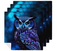 Blue Owl Cloth Napkin for Restaurant, Reusable Cloth Napkins for Hotel, Washable Square Table Napkins 4 PCS for Kitchen, Soft Dinner Napkin for Wedding, Party