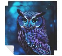 Blue Owl Cloth Napkin for Restaurant, Reusable Cloth Napkins for Hotel, Washable Square Table Napkins 2 PCS for Kitchen, Soft Dinner Napkin for Wedding, Party