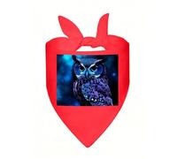 Blue Owl Dog Bandana, Classic Plaid Dog Bandanas for Small Medium Large Dogs, Adjustable Washable Cotton Pet Scarf, Reversible Triangle Bibs for Puppy Dogs Cats Birthday Party Daily Wear