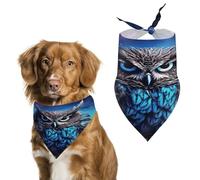 Blue Owl Dog Bandana Cozy Soft Triangle Dog Scarf Washable Adjustable Pet Bib Cute Lightweight Breathable Pet Scarf for Small Medium Large Cat Dog Scarves