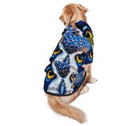 Blue Owl Dog Hoodie for Medium Large Dogs, Warm Soft Pet Sweatshirt, Easy to Wear Jumper Clothes
