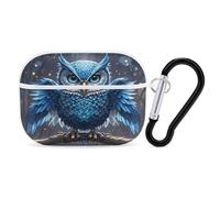 Blue Owl Earbuds Organizer Shockproof Protective Airpods Pro Cover with Carabiner Clip Anti Fall Carrying Earphone Case Cover for Airpods Pro 2nd Generation White