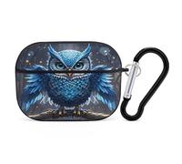 Blue Owl Earbuds Organizer Shockproof Protective Airpods Pro Cover with Carabiner Clip Anti Fall Carrying Earphone Case Cover for Airpods Pro 2nd Generation Black