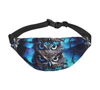Blue Owl Fanny Pack for Men Women Belt Bag Fashion Waist Bag Everywhere Crossbody Bag Wallet Hip Bum Bag with Adjustable Strap Waterproof Chest Bag for Travel Hiking Sports, Black, One Size