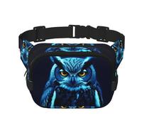 Blue Owl Fanny Pack For Women Waterproof Adjustable Belt Bags Waist Pack Fashion Casual Crossbody Bags Bum Bag For Running Workout Hiking Traveling, Black, One Size