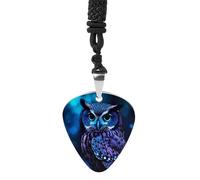 Blue Owl Guitar Pick Necklace Exquisite Titanium Steel Personalized Necklaces Cool Pendant Necklaces Fashion Guitar Pick Holder Necklace Unique Gifts for Adult