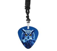 Blue Owl Guitar Pick Necklace Exquisite Titanium Steel Personalized Necklaces Cool Pendant Necklaces Fashion Guitar Pick Holder Necklace Unique Gifts for Adult