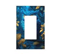 Blue Owl in The Night Forest Light Switch Wall Plate Faceplate Cover Single Rocker 1 Gang Decorator Outlet Receptacle Covers for Home Kitchen Room Bathroom Decor