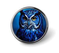 Blue Owl Lapel Pin Badge Round Metal Button Pin Personalized Novelty Pinback Button Badges Funny Recognition Enamel Pins Novelty Cute Cartoon Brooch Pin for Jacket Bag Coat
