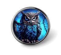 Blue Owl Lapel Pin Exquisite Fashion Brooches Personalized Button Badge Novelty Unique Cute Button Pins Round Badge Pin Metal Brooch Pins for Backpack Bags Jacket