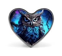 Blue Owl Lapel Pin Heart Brooch Premium Aluminum Alloy Badge Lightweight Wearable Badge Cute Love Brooch For Valentine'S Day Mother'S Day Wedding Daily Wear & Gift Pin