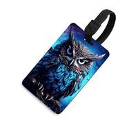Blue Owl Luggage Tag for Suitcases TSA Approved with Name Id Card Suitcase Tags Identifiers Black Strap Clear Window Personalized Baggage Tag for Cruise Airport Travel Essentials