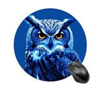 Blue Owl Mouse Pad Funny Round Mousepad Anti-Slip Rubber Mouse Mat Laptop Desk Accessories 7.8 X 7.8 Inch for Office and Home Use