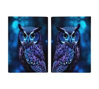 Blue Owl Passport Holder for Women Men PU Leather Passport Travel Wallet with Multiple Pockets