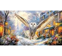 Blue-Owl-perched-on-branch-in-snowy-forest 1000Pc Jigsaw Puzzle Fun and Challenging Family Game for Adults Educational Game Challenge for Relaxation, Creativity & Gift Giving 70x50/1000pcs